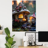 Gnome und ein Pilzhaus, Fantasy Design Poster (Heimbüro)