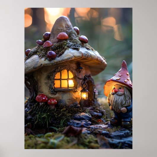 Gnome und ein Pilzhaus, Fantasy Design Poster (Vorne)