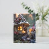 Gnome und ein Pilzhaus, Fantasy Design Postkarte (Stehend Vorderseite)
