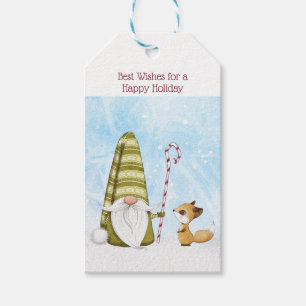 Gnome und Fox Best Wishs Happy Holiday Custom Geschenkanhänger