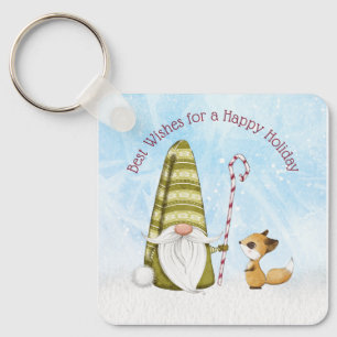 Gnome und Fox Best Wishs Happy Holiday Custom Schlüsselanhänger