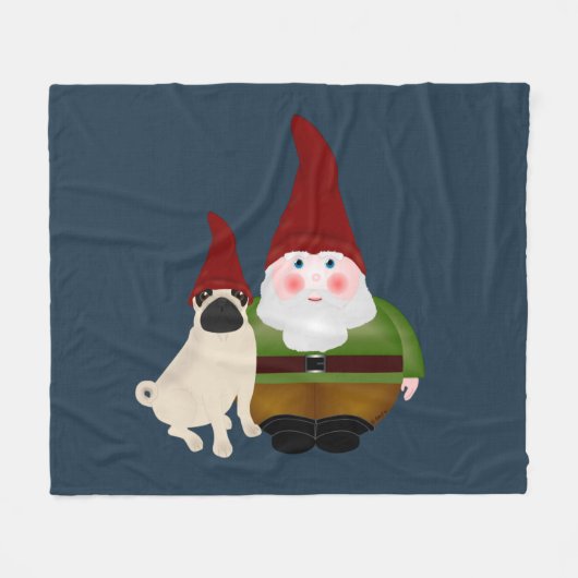 Gnome und Mops Fleece Blanket (Vorderseite (Horizontal))