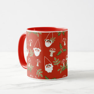 Gnome und Pilze auf Red Woodland Urlaub Tasse