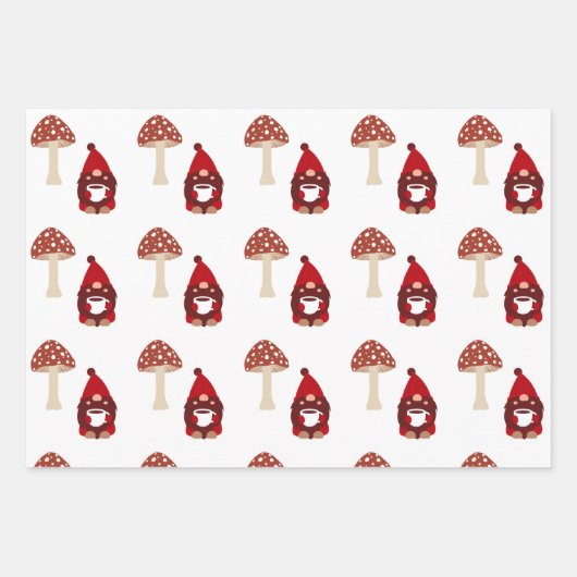 Gnome und Pilze Geschenkpapier Set (Vorderseite 3)