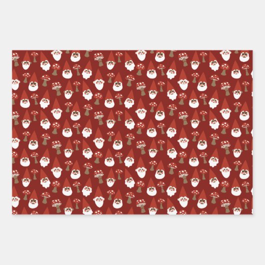 Gnome und Pilze Gift Wrap Set Geschenkpapier Set (Vorderseite)