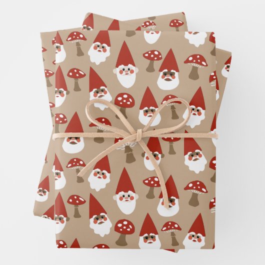 Gnome und Pilze Gift Wrap Set Geschenkpapier Set (Beispiel)