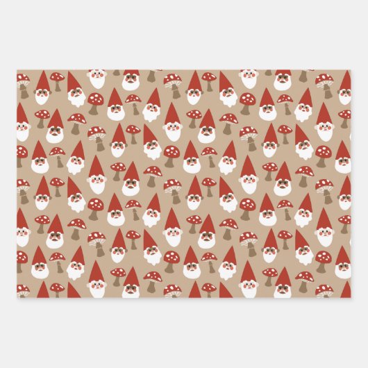 Gnome und Pilze Gift Wrap Set Geschenkpapier Set (Vorderseite)