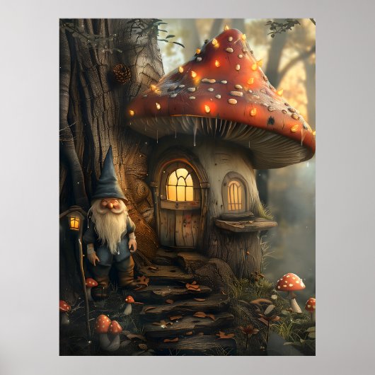 Gnome- und Pilzhausgestaltung Poster (Vorne)