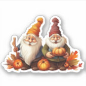 Gnome und Pumpkins fallen Sticker (Vorderseite)