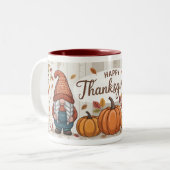 Gnome und Pumpkins Herbstfallen Zweifarbige Tasse (Vorderseite Links)