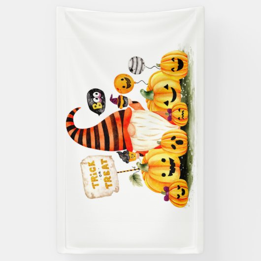 Gnome und Pumpkins Trick oder Treat Banner (Vertikal)