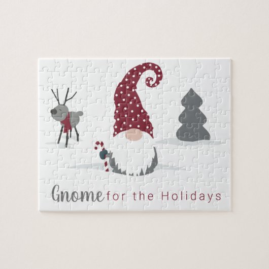 Gnome und Rentiere skandinavisches Tomte-Design Puzzle (Horizontal)