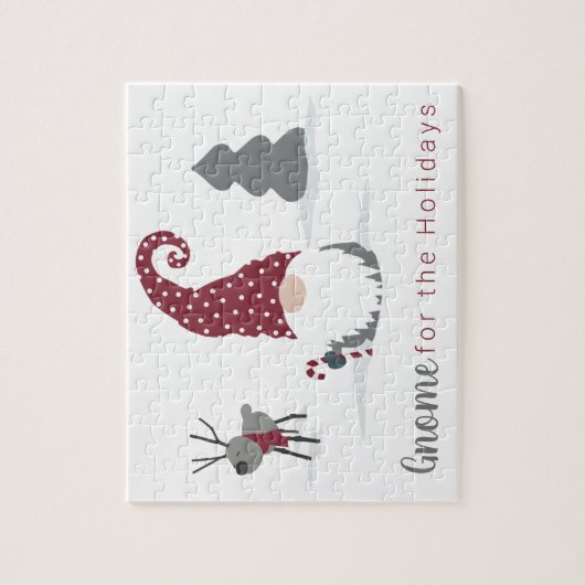 Gnome und Rentiere skandinavisches Tomte-Design Puzzle (Vertikal)