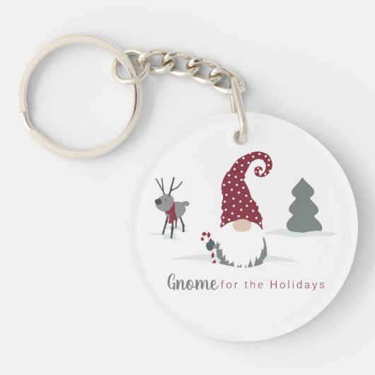 Gnome und Rentiere skandinavisches Tomte-Design Schlüsselanhänger (Vorderseite)