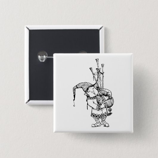 Gnome und seine Bagpipe Button (Vorne & Hinten)