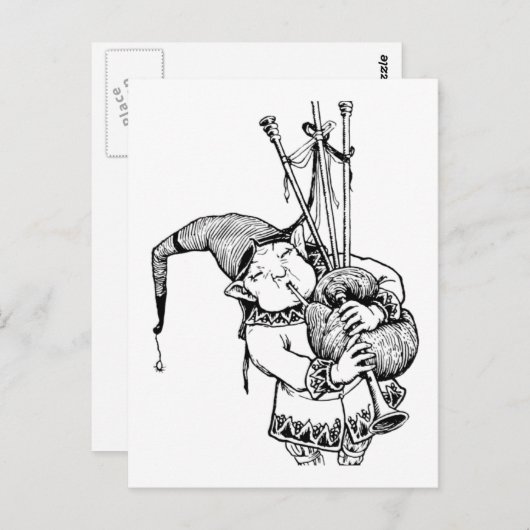 Gnome und seine Bagpipe Postkarte (Vorne/Hinten)