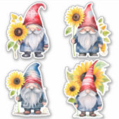 Gnome- und Sonnenblumenaufkleber Aufkleber (Vorderseite)