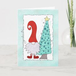Gnome und Weihnachtsbaum Weihnachtsbaum Cartoon Karte