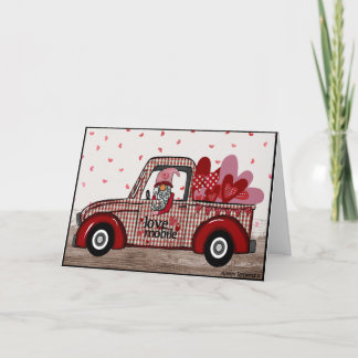 Gnome Valentine Card Retro LKW Feiertagskarte