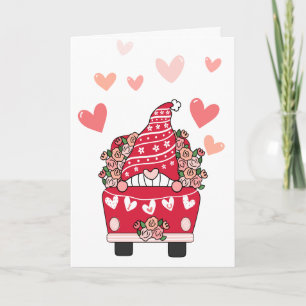 Gnome Valentine Card Retro LKW Feiertagskarte