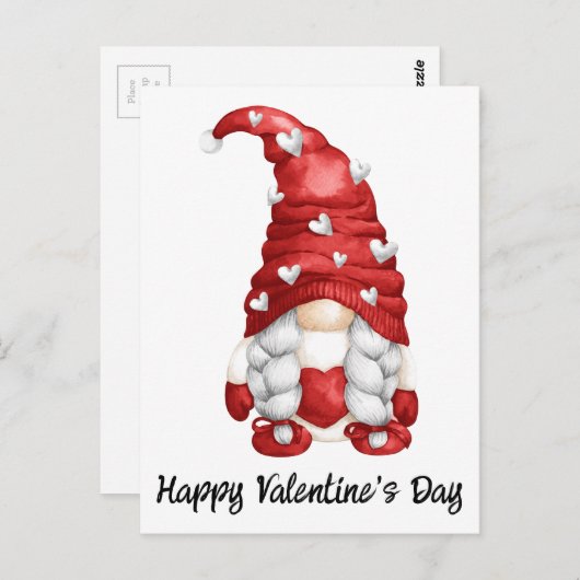 Gnome Valentine Postkarte (Vorne/Hinten)
