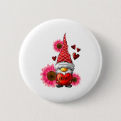 Gnome Valentines Day Cute Gnome Heart Leopard Sunf Button (Vorderseite)