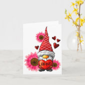Gnome Valentines Day Cute Gnome Heart Leopard Sunf Karte (Gelbe Blume)