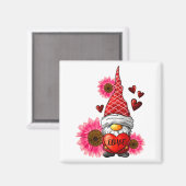 Gnome Valentines Day Cute Gnome Heart Leopard Sunf Magnet (Vorderseite/Rückseite)