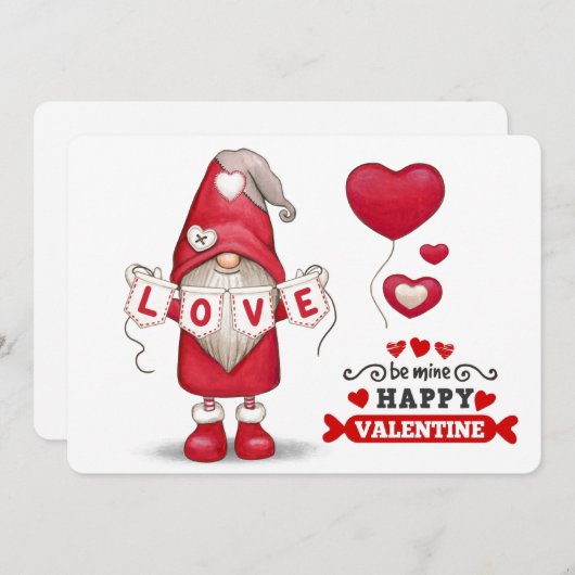 Gnome Valentines Ferienkarte Feiertagskarte (Vorne/Hinten)