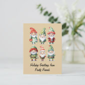 Gnome verbreiten Winterfreude Postkarte (Stehend Vorderseite)