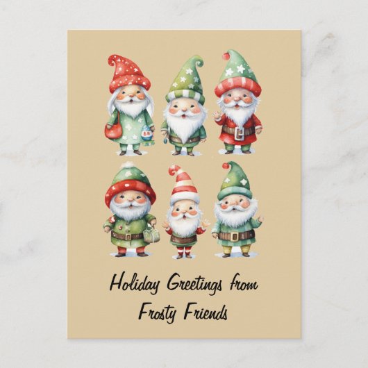 Gnome verbreiten Winterfreude Postkarte (Vorderseite)