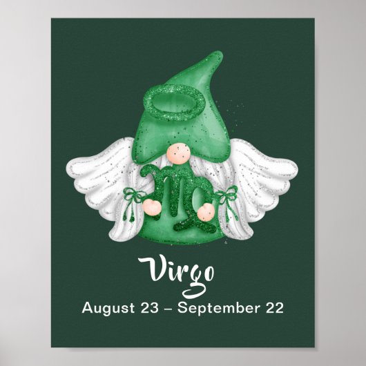 Gnome Virgo Astrologie Signature Engel 8" x 10" Po Poster (Vorne)