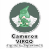 Gnome Virgo Astrologie Signaturengel 8" Vinyl Aufkleber (Vorderseite)