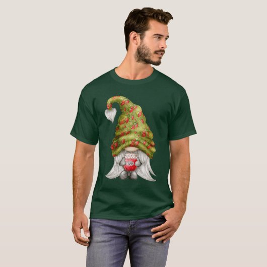 Gnome Wearing Strawberry Strick Hat und Jam Unisex T-Shirt (Vorne ganz)