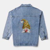 Gnome Wearing Strawberry Strick Hat und Jam Womens Jeansjacke (Rückseite)