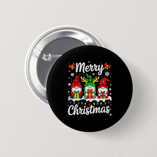 Gnome Weihnachten Lustiges Frohe Weihnachten Squad Button (Vorne & Hinten)