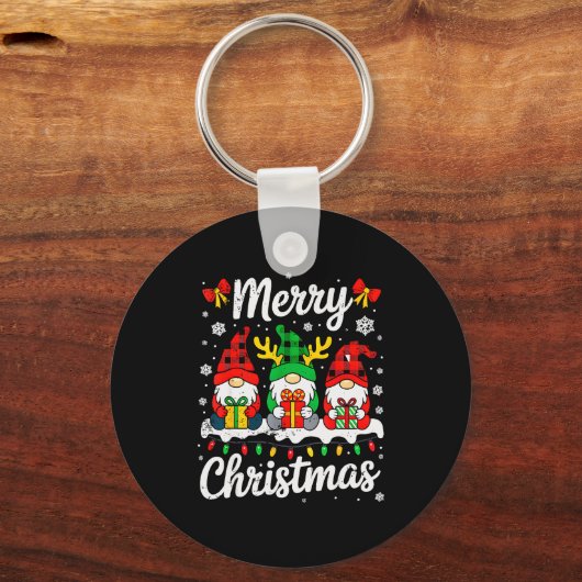 Gnome Weihnachten Lustiges Frohe Weihnachten Squad Schlüsselanhänger (Vorderseite)