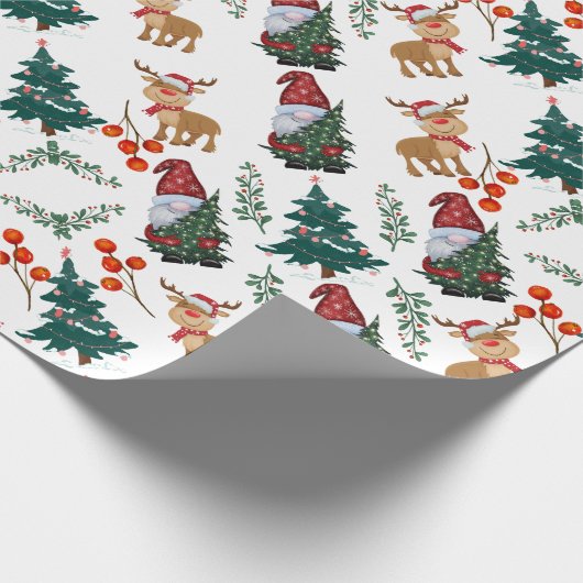Gnome Weihnachten skandinavischen whimsistischen Geschenkpapier (Ecke)