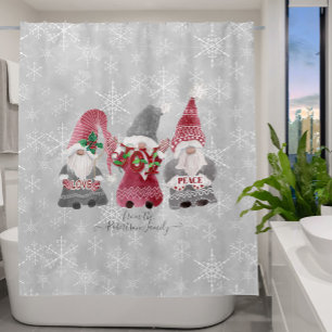 Gnome Weihnachts-Liebe Joce Peace Snowflakes Famil Duschvorhang