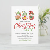 Gnome Weihnachts-Party Einladung (Stehend Vorderseite)