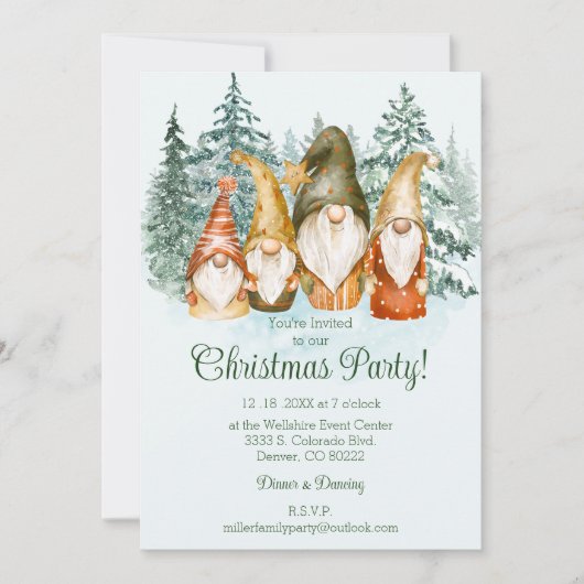 Gnome Weihnachts-Party Einladung (Vorderseite)