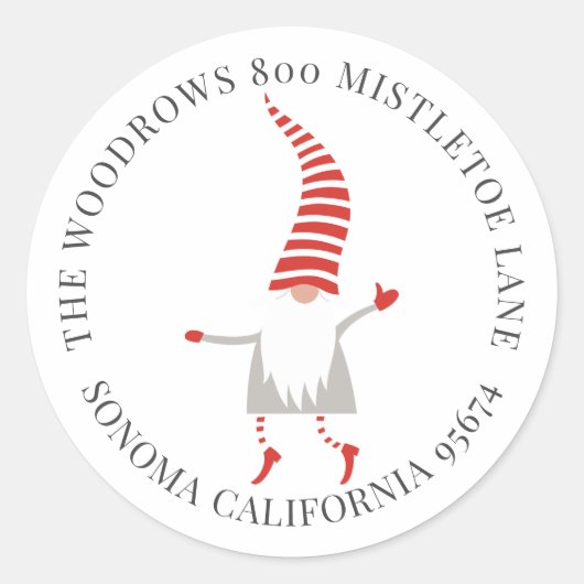 Gnome Weihnachts-Rücksendeadresse Umschlag Aufkleb Runder Aufkleber (Vorderseite)