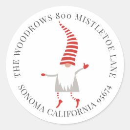 Gnome Weihnachts-Rücksendeadresse Umschlag Aufkleb Runder Aufkleber