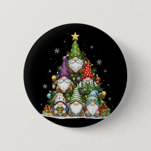 Gnome Weihnachtsbaum Lichter Lustige Weihnachten F Button