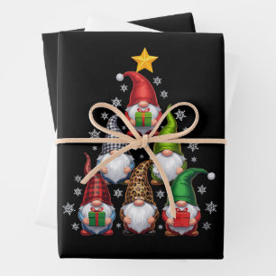 Gnome Weihnachtsbaum Lustige Weihnachten Ferien  Geschenkpapier Set