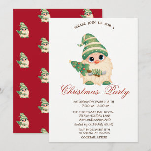 Gnome Weihnachtsbaum Roter Unternehmen Weihnachtsf Einladung
