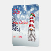 Gnome Weihnachtsbaum Schnee Metal Square Ornament (Vorderseite links)