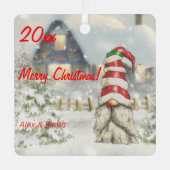 Gnome Weihnachtsbaum Schnee Metal Square Ornament (Vorderseite)