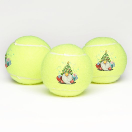 Gnome Weihnachtsbaumhut und Geschenke Tennis Balls Tennisbälle (Multi)
