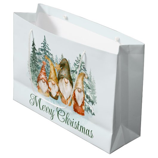 Gnome Weihnachtsgeschenktasche Große Geschenktüte (Vorderseite Schrägansicht)